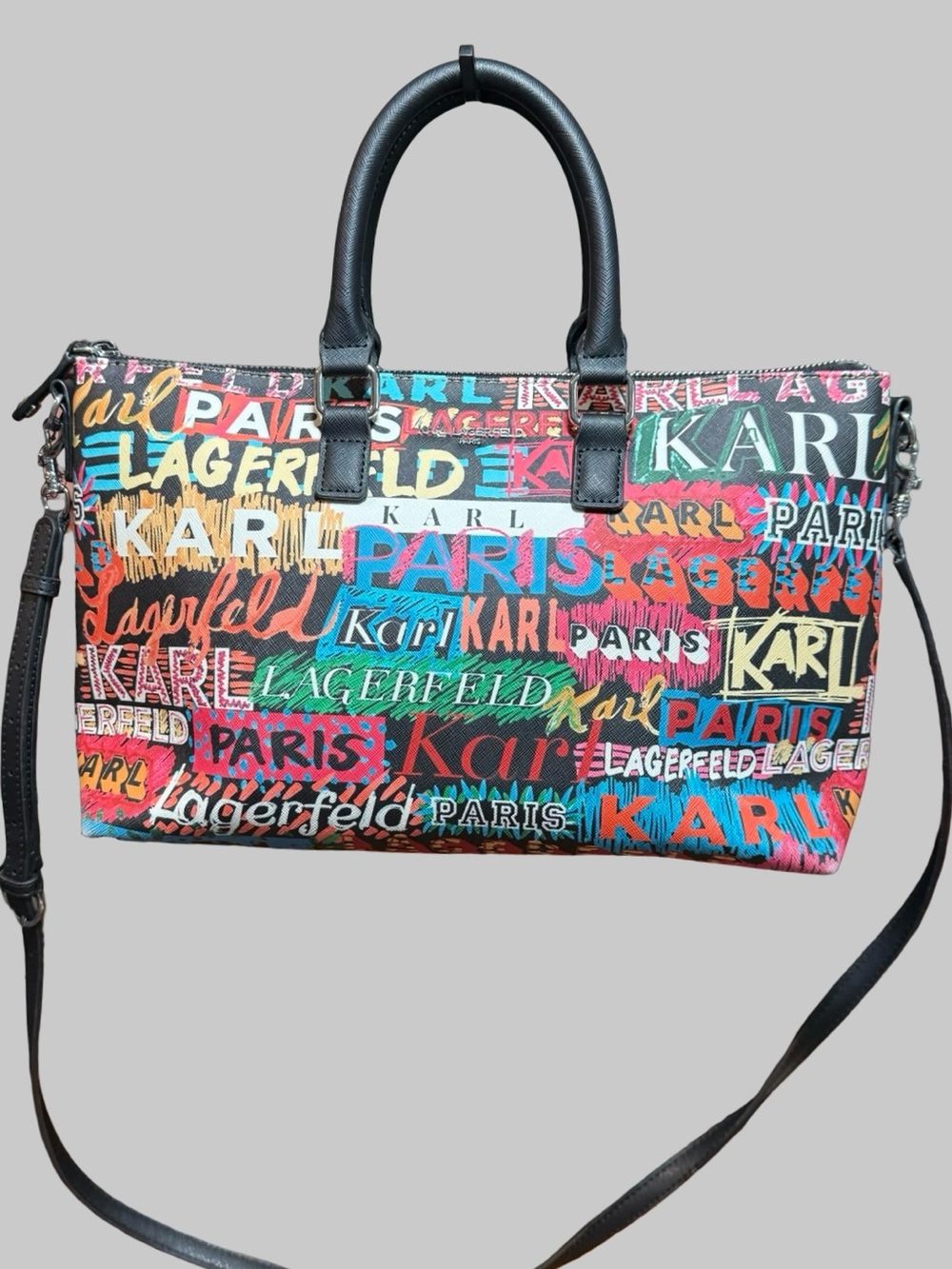 🎨 Karl Lagerfeld Paris Graffiti Print Satchel & Crossbody Bag 🎨